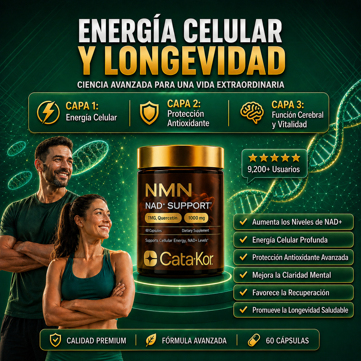 Cata-Kor NMN + Resveratrol | Vitalidad Celular y Longevidad.