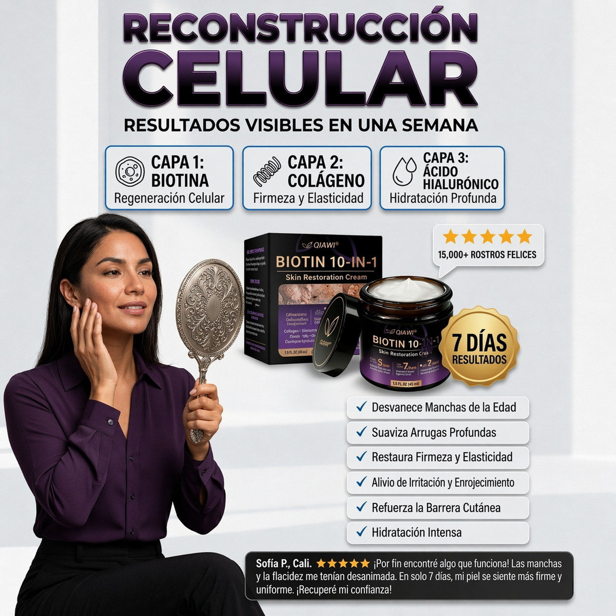 Restauración Facial Biotín 10 en 1 | Piel Joven y Radiante