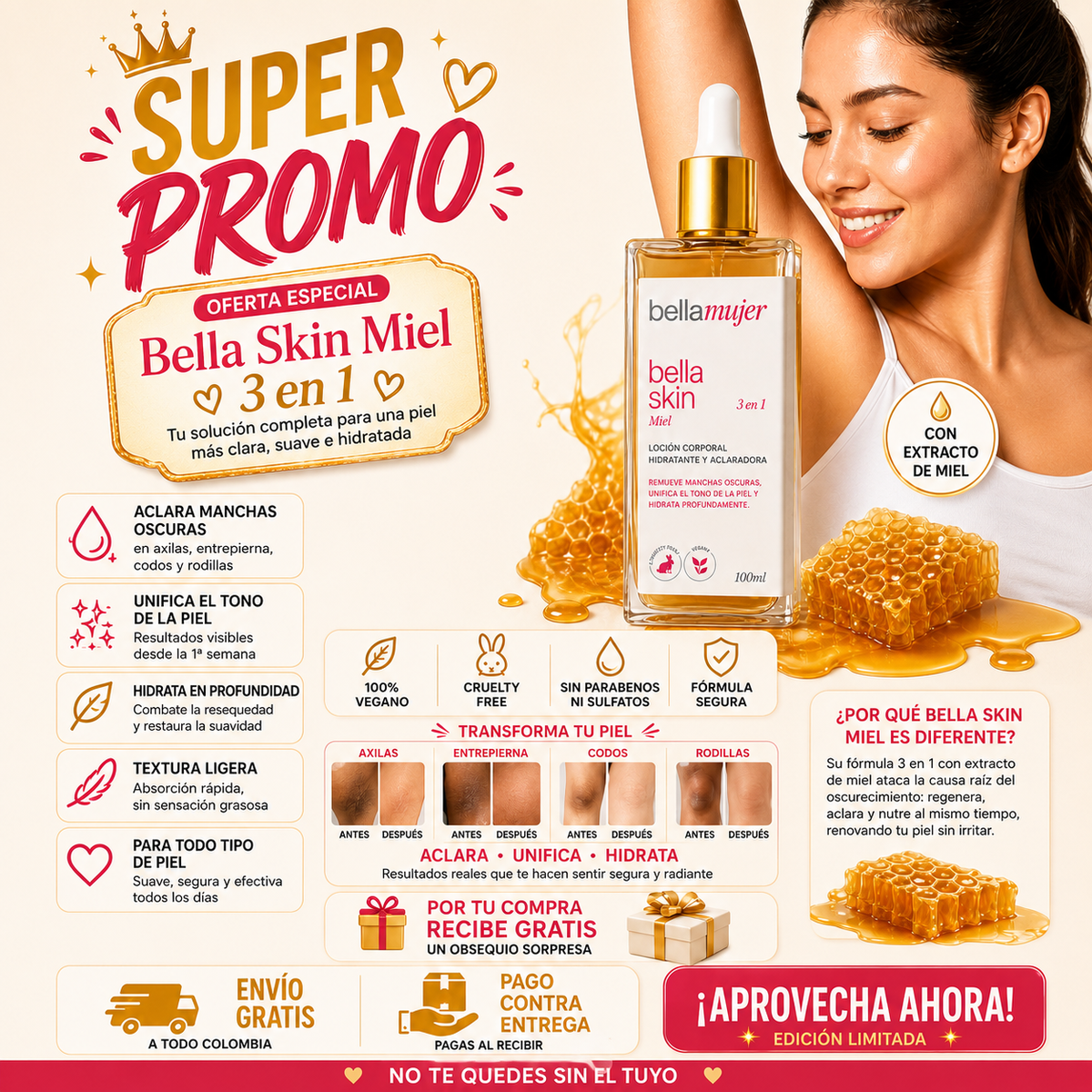 Bella Skin Miel + Obsequio | Piel Radiante, Nutrición Profunda.