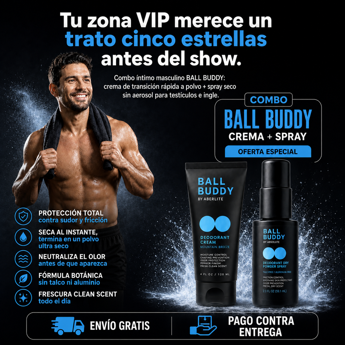Combo Ball Buddy Crema + Spray | Desodorante íntimo masculino