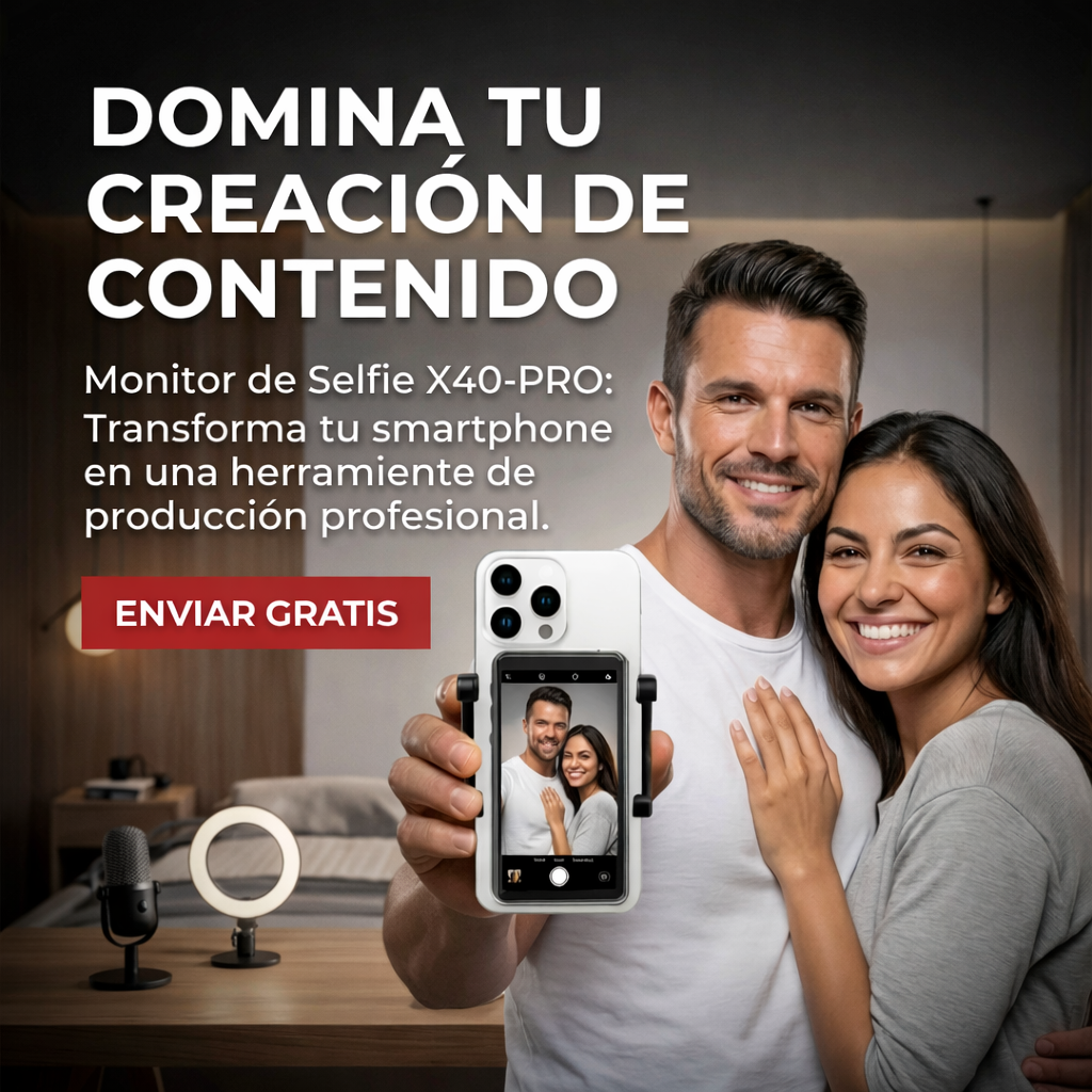 Monitor Selfie Pro Magnético | VlogMaster X40 | Compatible con Android y Apple.