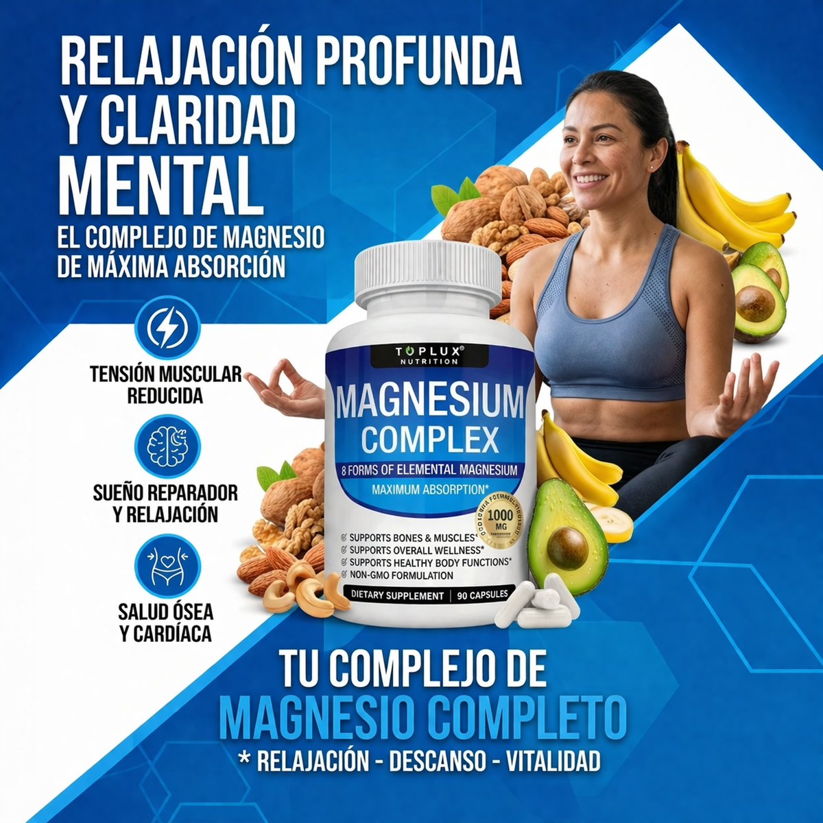 Cápsulas de magnesio | Magnesium Complex 8 en 1 | Máxima Vitalidad y Descanso